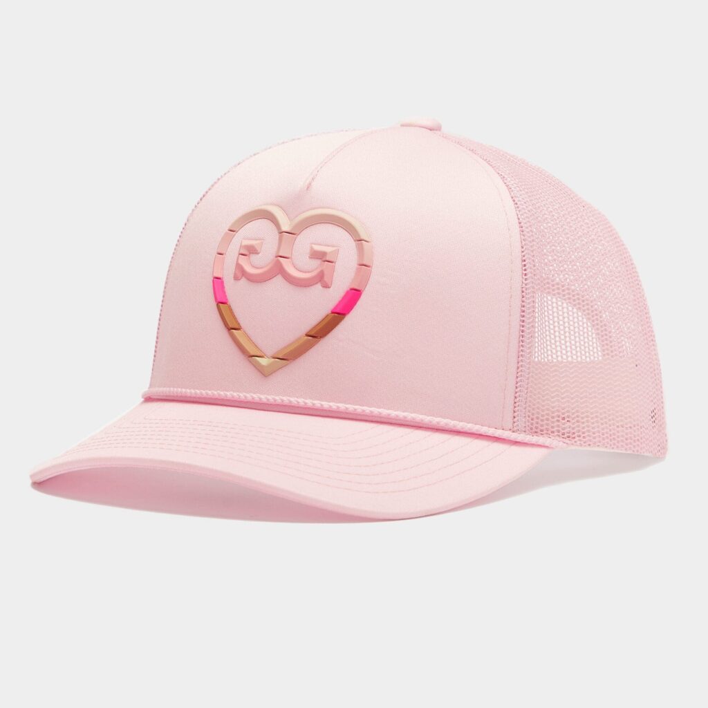 striped heart g's interlock knit trucker hat