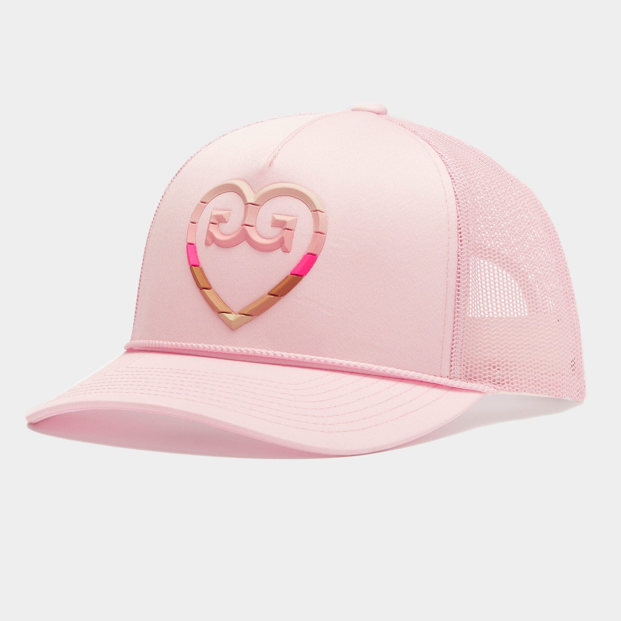 striped heart g's interlock knit trucker hat