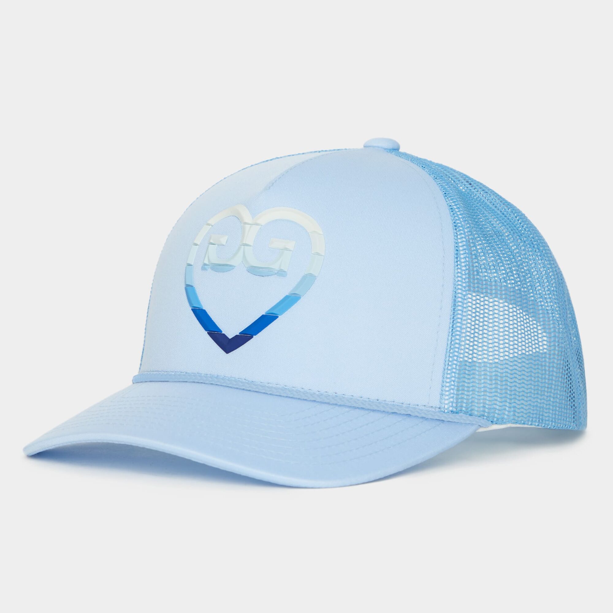 striped heart g's interlock knit trucker hat