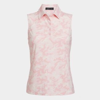 pink camo cooling nylon sleeveless polo