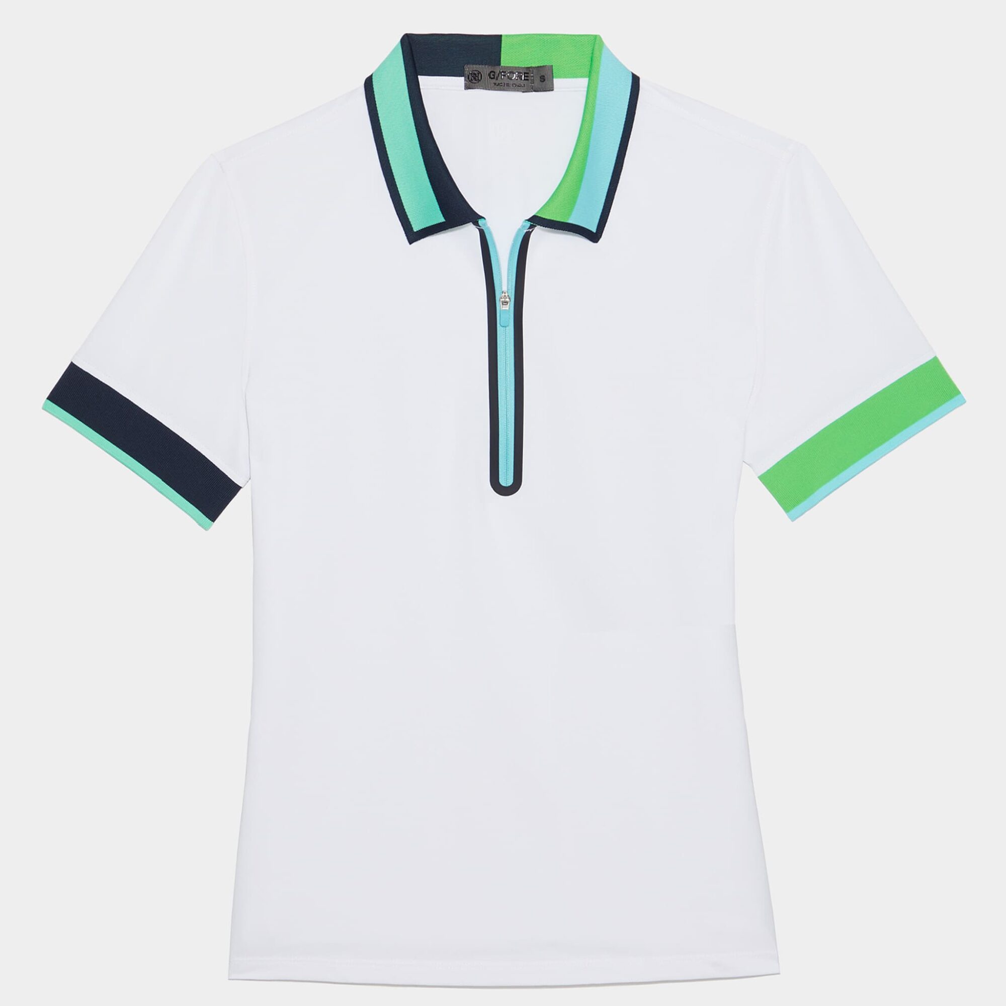 contrast collar tech piqué quarter zip polo