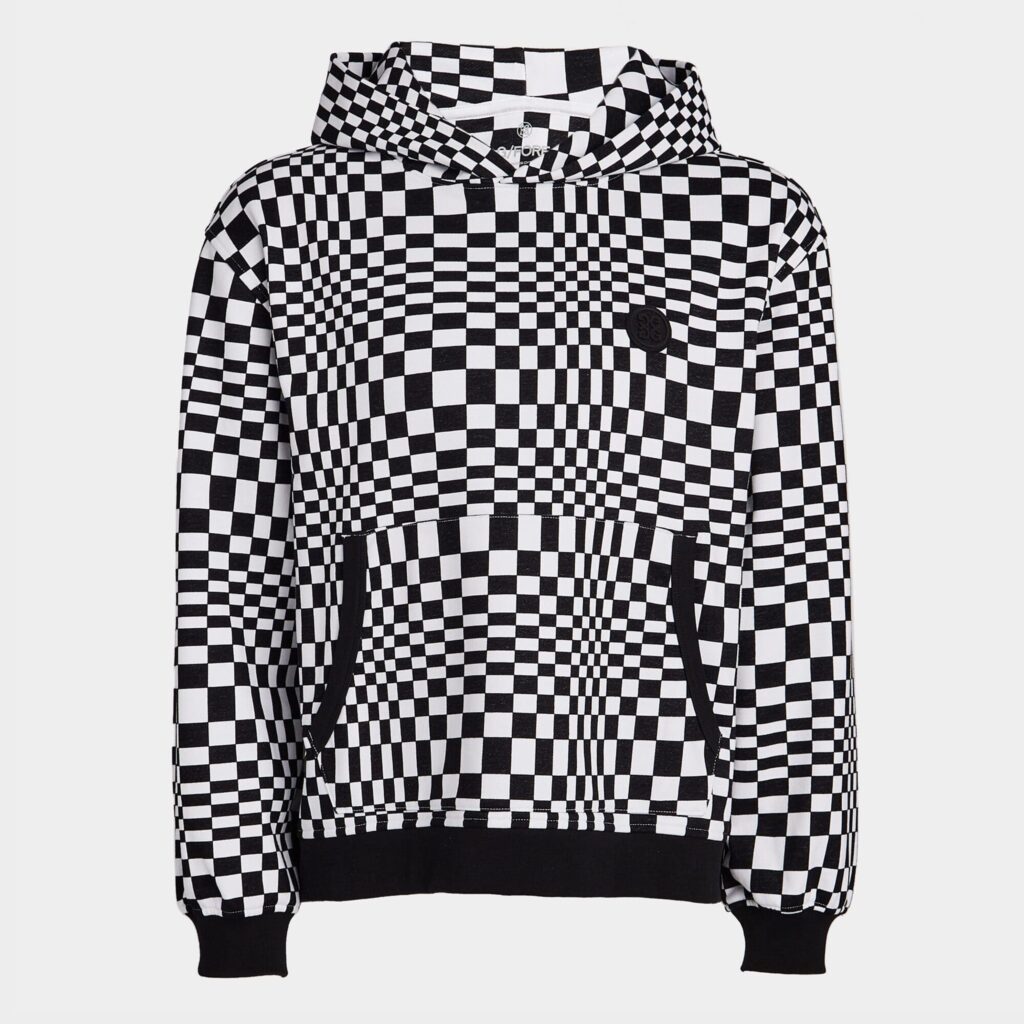 distorted check unisex french terry hoodie