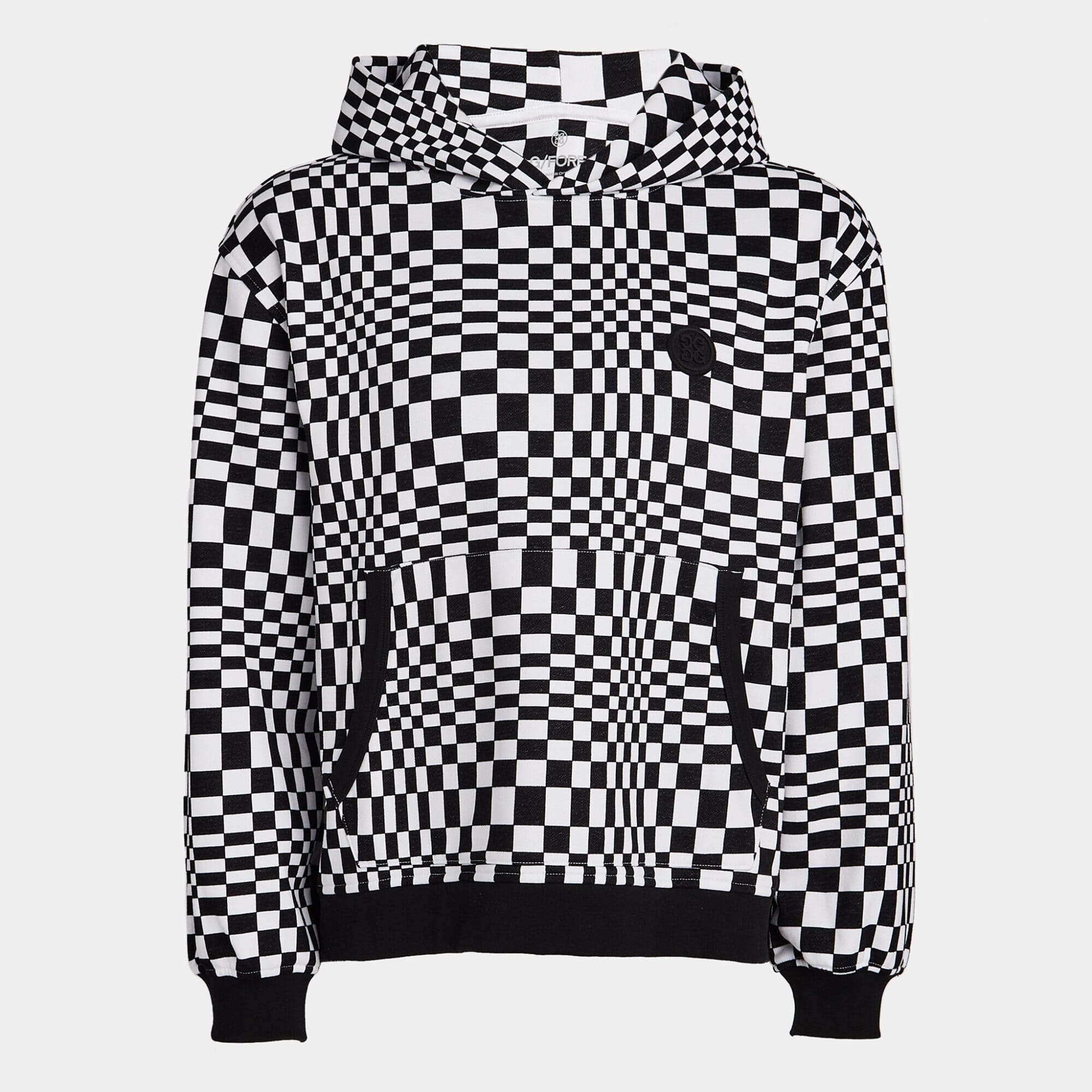 distorted check unisex french terry hoodie