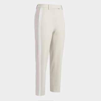 side stripe stretch tech twill mid rise straight leg trouser