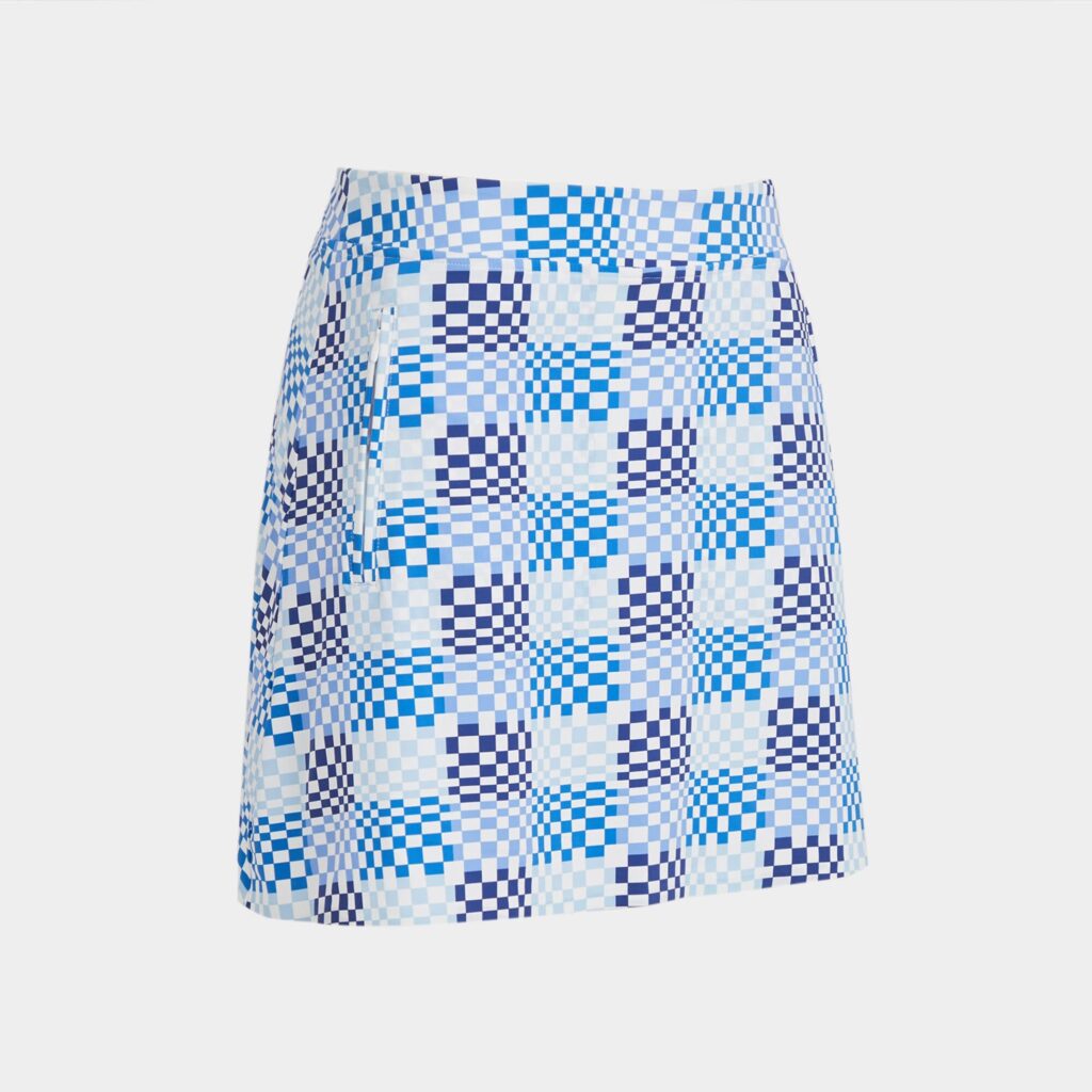 gradient check silky tech nylon a-line skort