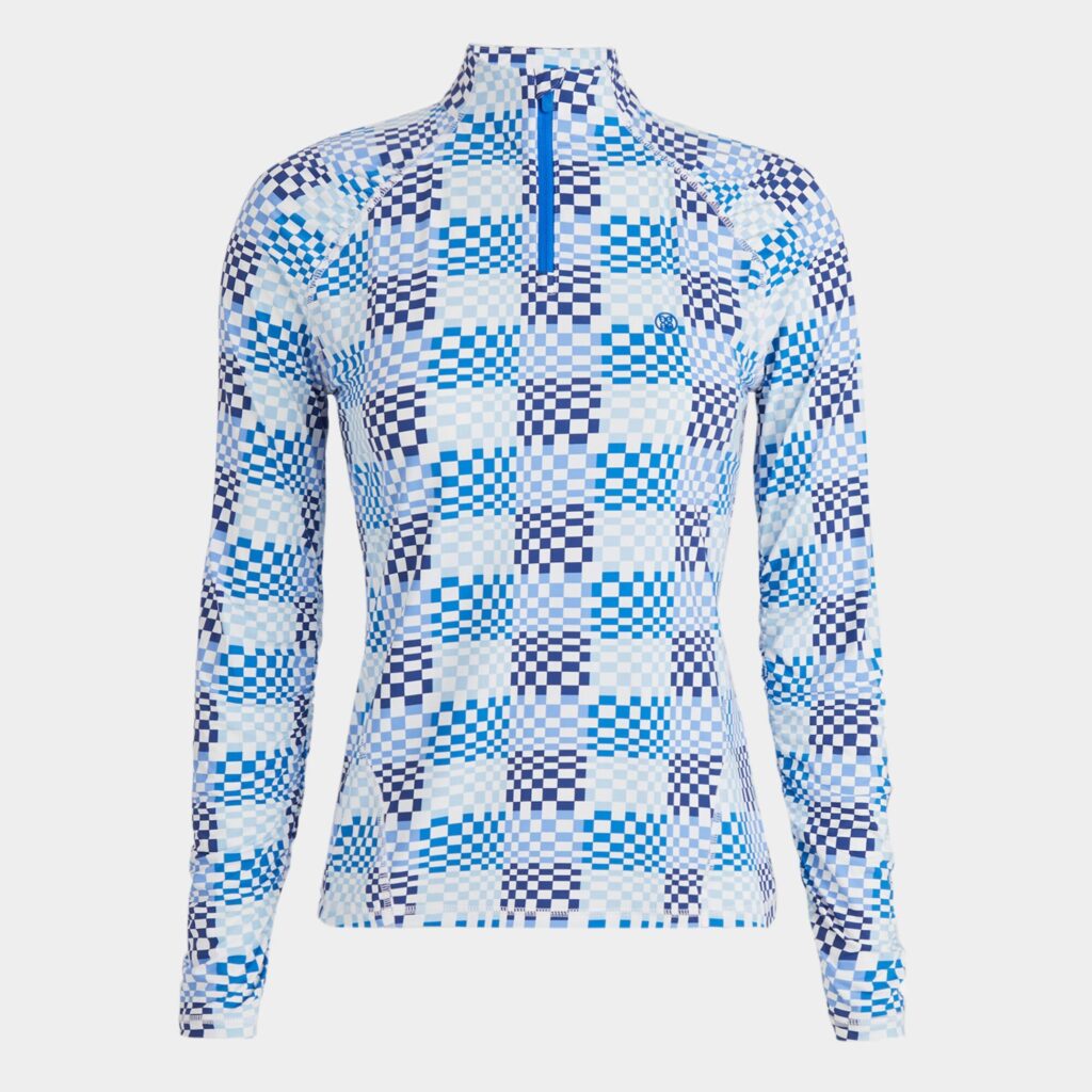 gradient check silky tech nylon quarter zip pullover