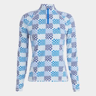 gradient check silky tech nylon quarter zip pullover