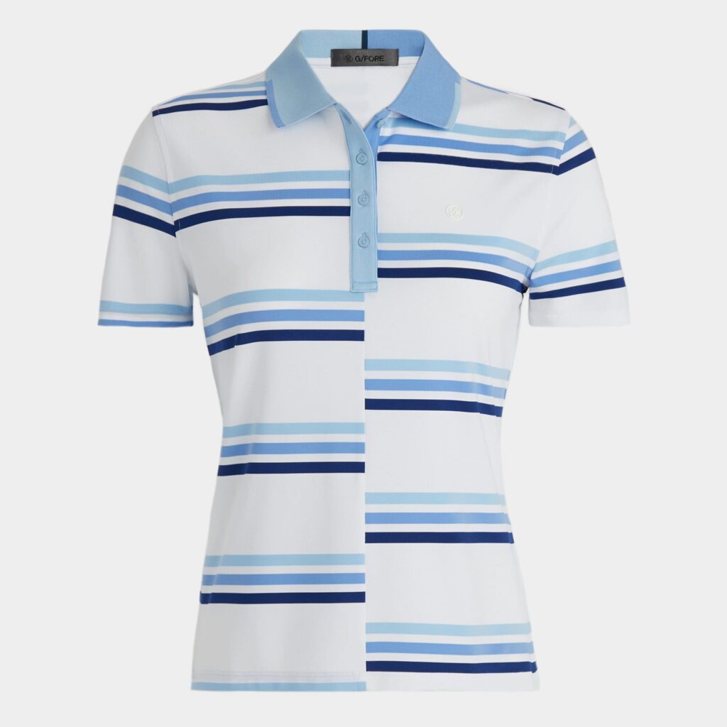 offset gradient stripe tech jersey polo