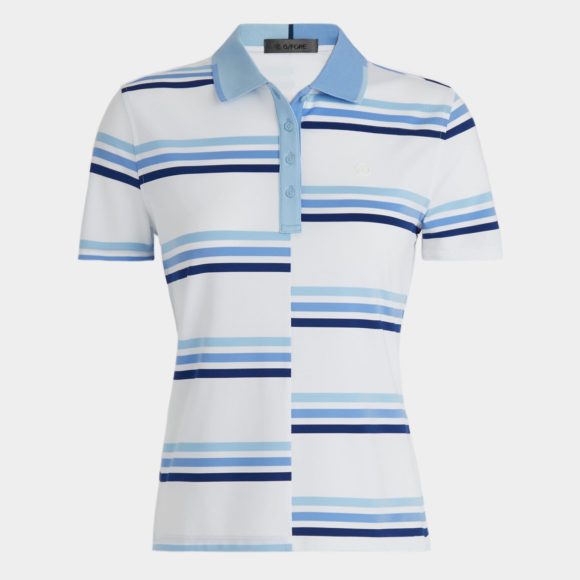 offset gradient stripe tech jersey polo