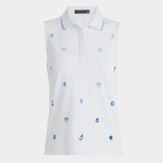 embroidered icon tech piqué sleeveless polo