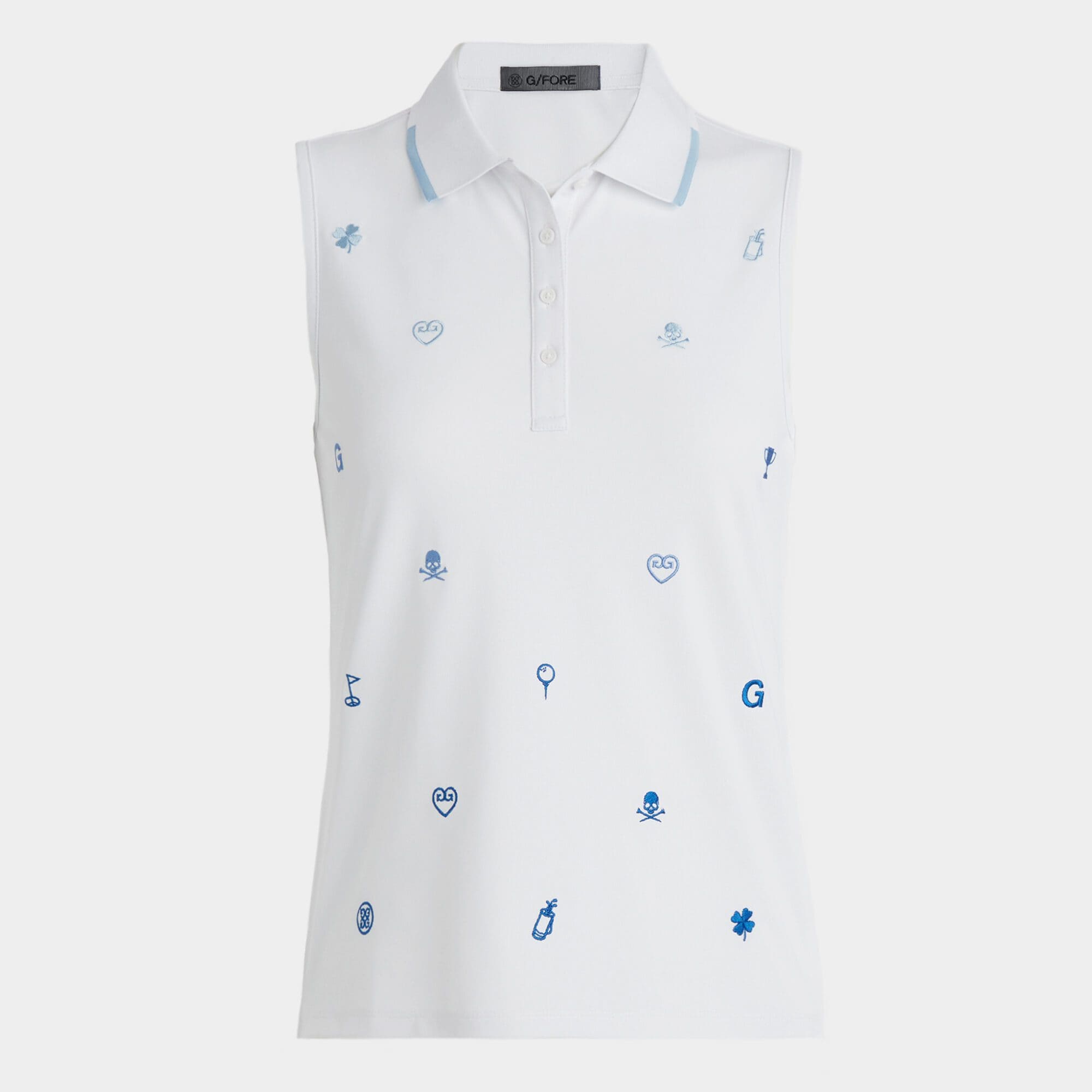 embroidered icon tech piqué sleeveless polo