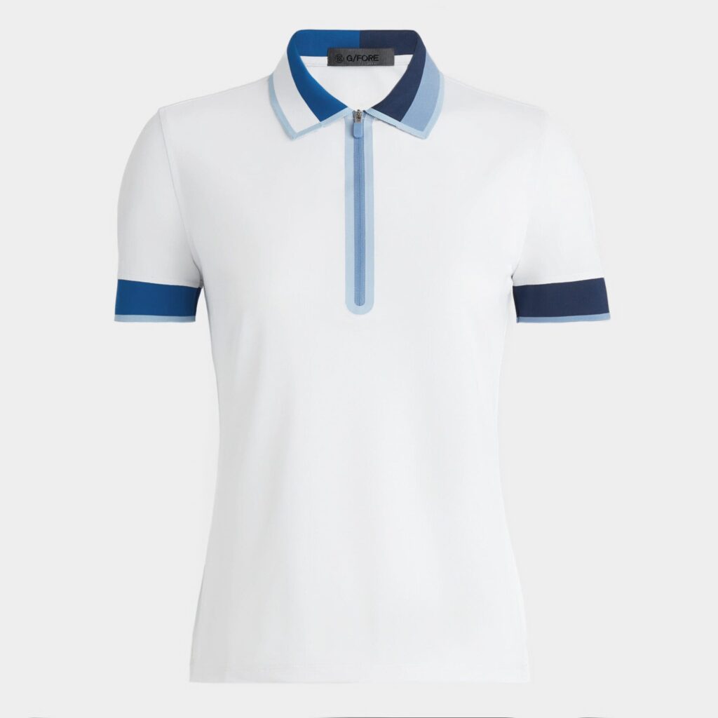 contrast quarter zip tech piqué polo