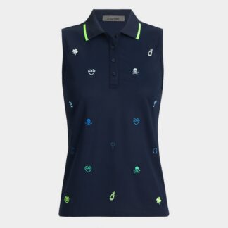 embroidered icon tech piqué sleeveless polo
