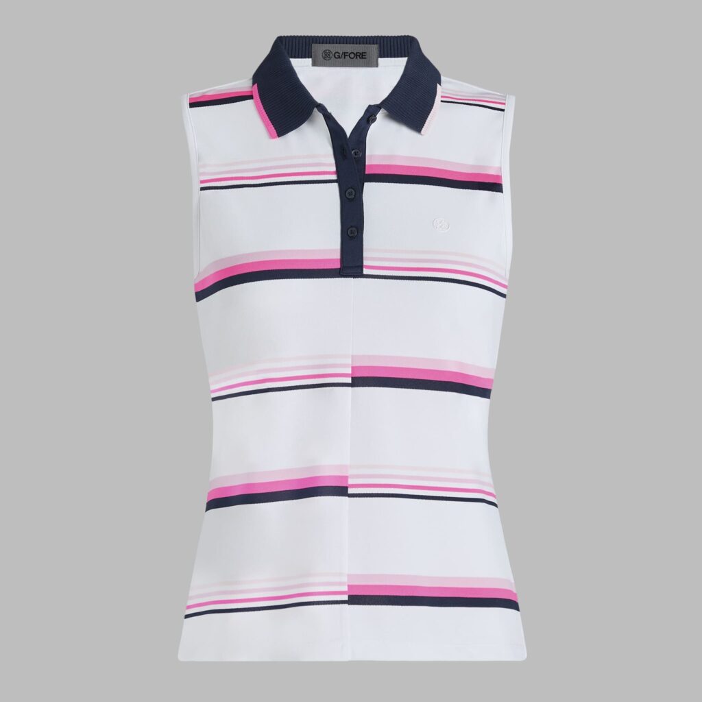 tech piqué engineered stripe polo
