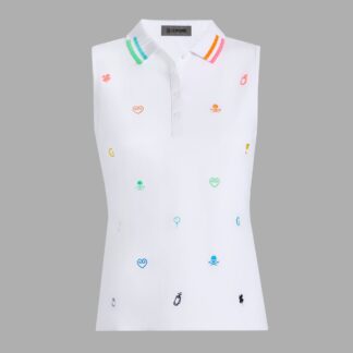 embroidered tech piqué sleeveless polo