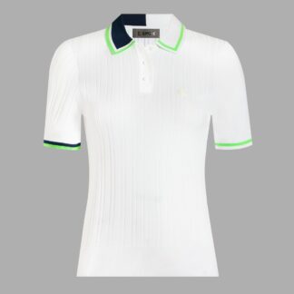 cotton blend ribbed short sleeve sweater polo