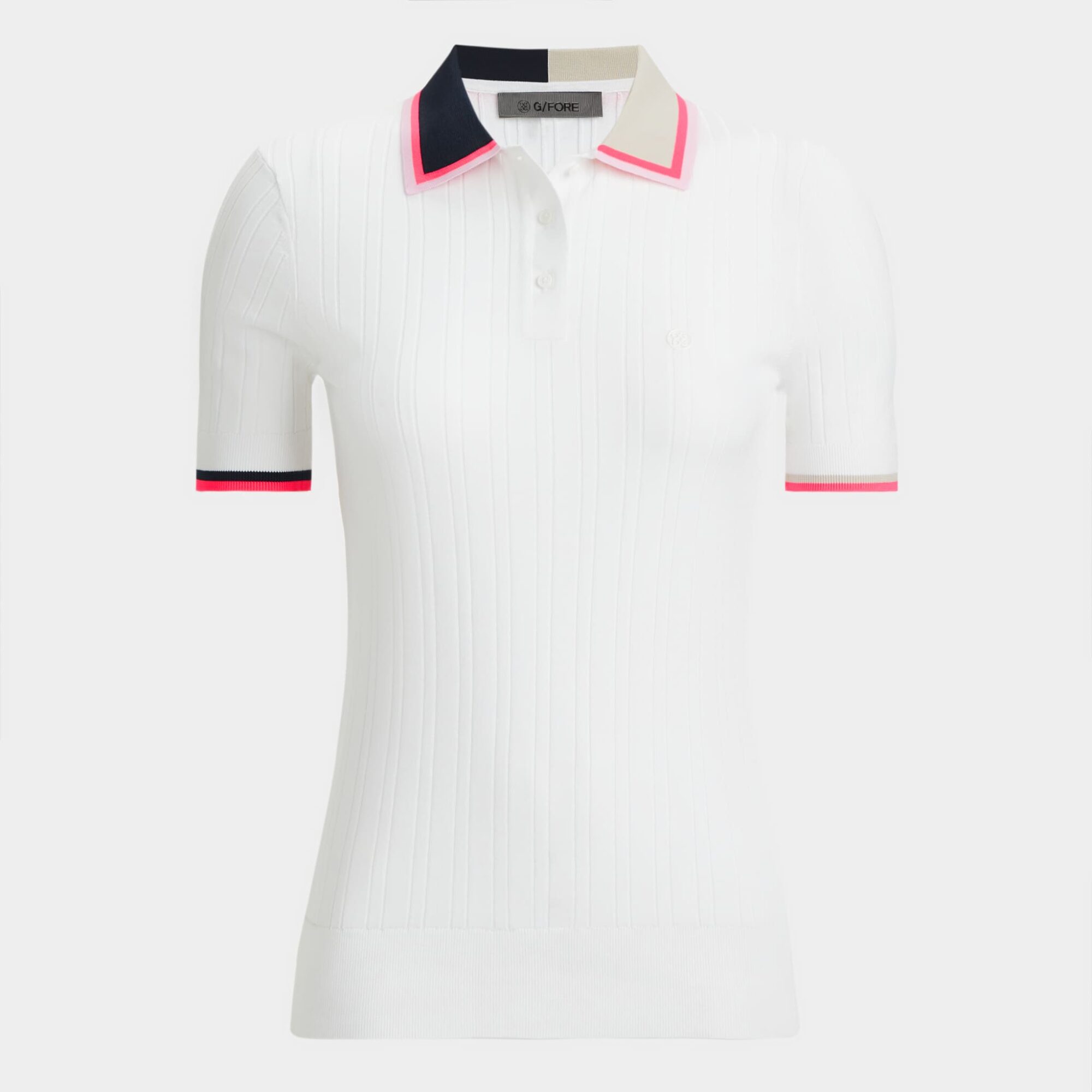 cotton blend ribbed short sleeve sweater polo