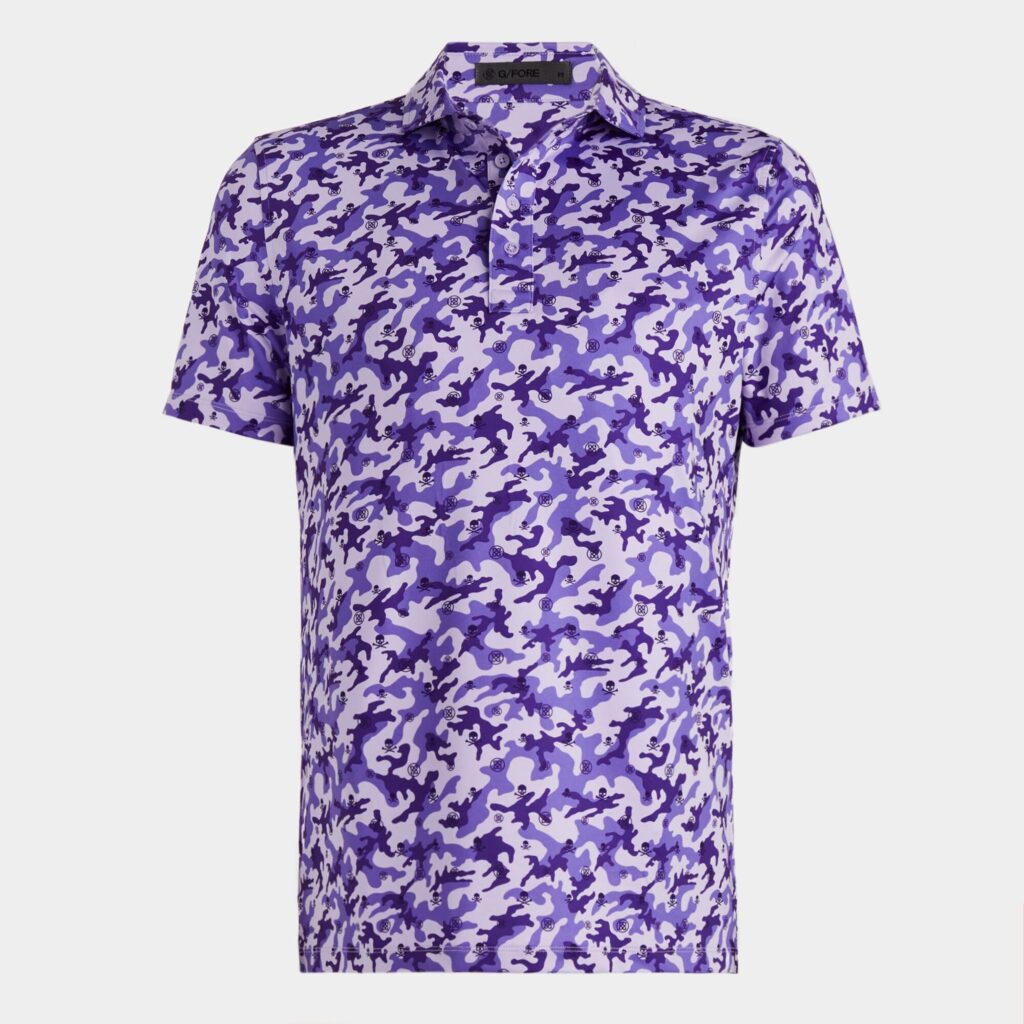 mapped icon camo tech jersey modern spread collar polo