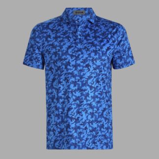 mapped icon camo tech jersey modern spread collar polo