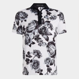 photo floral tech jersey modern spread collar polo