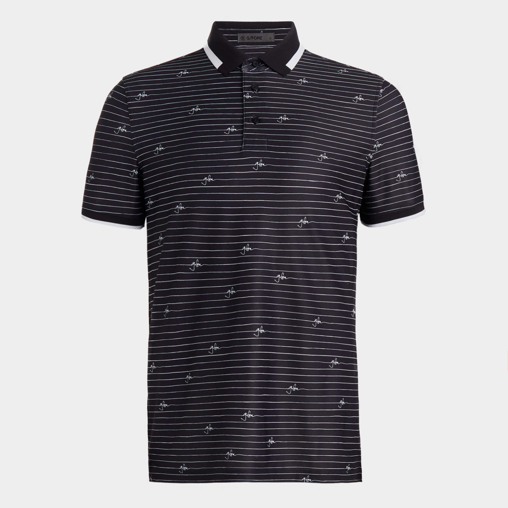 g/fore script stripe tech piqué banded sleeve polo