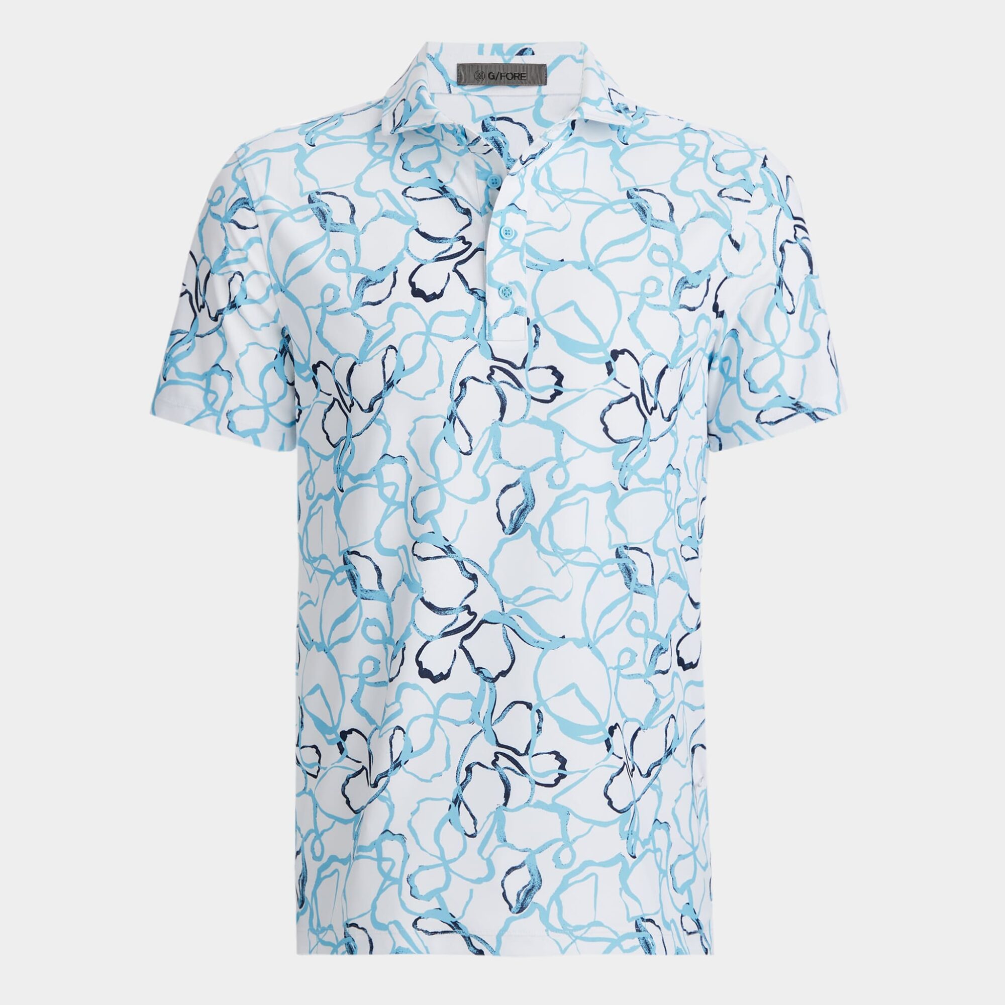 watercolour floral tech pique polo